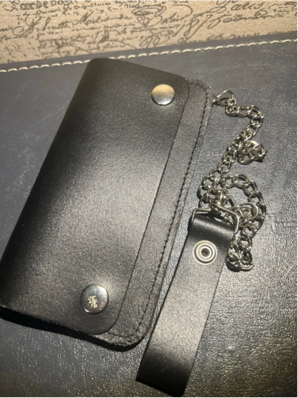 Men's Unbranded Black Leather Biker Wallet with Chain, One Size